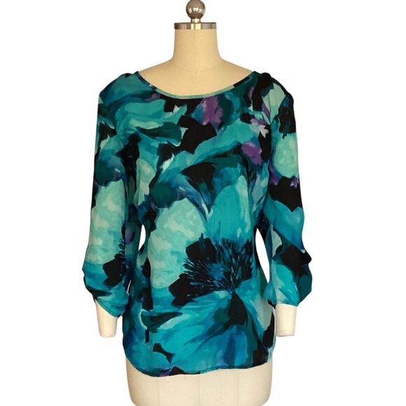 JM Collection Women's Floral Tunic Top Multicolor 3/4 Sleeve Size L - Picture 6 of 6
